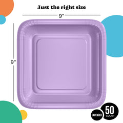 9 In. Lavender Square Paper Plates - 50 Ct.