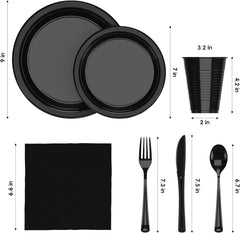 350 pcs disposable tableware set black