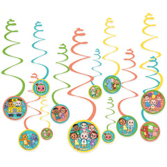 CoComelon Spiral Swirl Hanging Decorations, 12-Pack