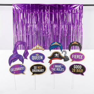 Disney Descendants 3 Photo Booth Kit with Purple Fringe Scene Setter