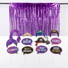 Disney Descendants 3 Photo Booth Kit with Purple Fringe Scene Setter