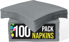 Silver Luncheon Napkins - 6.75 in. x 6.75 in. | 100 Count