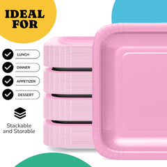 9 In. Pink Square Paper Plates - 50 Ct.