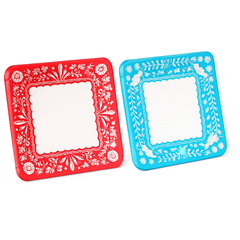 Viva La Party Fiesta Square Dinner Plates, Red/Turquoise, 10-Inch, 20-Pack