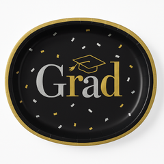 Graduation Celebration Oval Paper Plates, 12", 20 Pack