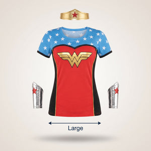 Women's Wonder Woman Superhero Costume T-Shirt - Red/Blue Large - Adult L