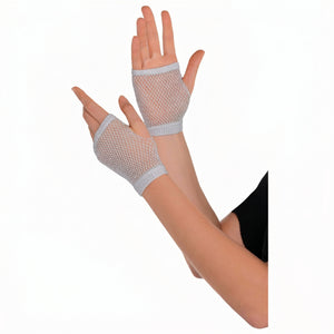 Silver Fishnet Short Gloves - Team Spirit Accessories