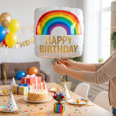 Rainbow Gold Foil Metallic Birthday Balloon