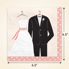 Elegant Wedding Attire Luncheon Napkins - 6.5 In. x 6.5 In.
