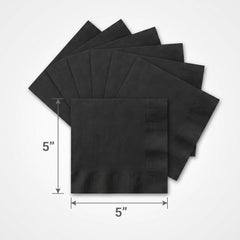 Go Brightly Black Luncheon Napkins - 5 in. x 5 in. - 32 Count