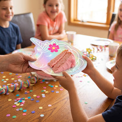 Iridescent Unicorn Shaped Dessert Plates - 7", 8 Pack