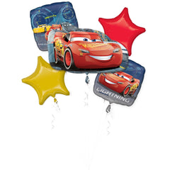 Cars-Themed Foil Balloon Bouquet - 5 Piece Set
