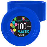 10 In. Dark Blue Plastic Plates | 100 Count