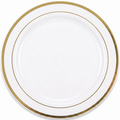 Elegant Gold-Trimmed Premium Plastic Dinner Plates - 10.25", 20 Pack
