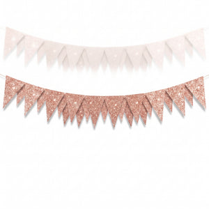 Rose Gold Mini Sparkle Paper Pennant Banner