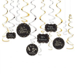 Sparkling Celebration Birthday Swirl Hanging Decorations Kit, Customizable