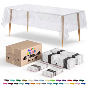 Clear Plastic Table Cover | Case of 48 | 54 in. x 108 in.