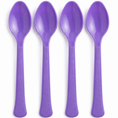 Vibrant Purple Plastic Spoons - Pack of 50 - 7.5 in.