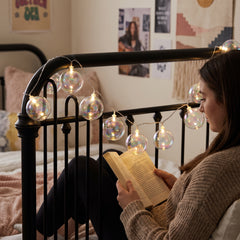 Iridescent Globe LED String Lights - 10 Battery-Powered Lights