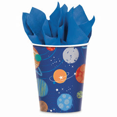 Blast Off Space-Themed 9 oz Paper Cups - 8 Pack