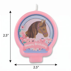 Saddle Up Horse Birthday Candle, Pink/Blue, 1.25-in