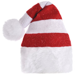 Deluxe Red & White Striped Santa Hat for Christmas