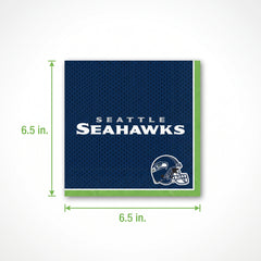 Seattle Seahawks NFL Luncheon Napkins - 6.5 In. x 6.5 In. - 16 Pack