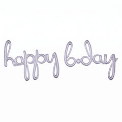 Silver Holographic "Happy B-day" Script Balloon