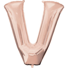 Rose Gold Letter V Metallic Foil Balloon