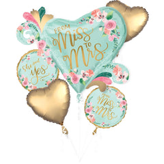 Mint to Be Foil Wedding Balloon Bouquet - 5 Piece Set