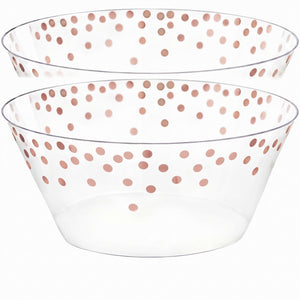 Rose Gold Polka Dot Large Plastic Serving Bowl