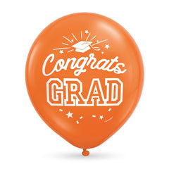 Congrats Grad Orange Latex Balloons, 12-Inch, 15-Pack
