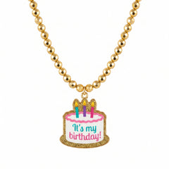 Happy Cake Day Beaded Necklace with Birthday Cake Pendant
