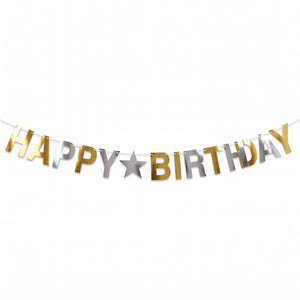 Metallic Gold and Silver "Happy Birthday" Letter Banner