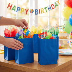Royal Blue Kraft Party Gift Bags - 5"