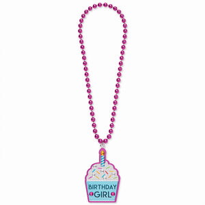 "Birthday Girl" Cupcake Bling Bead Necklace