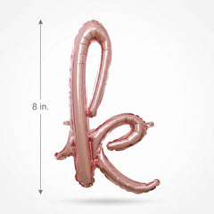 Rose Gold Script Letter 'K' Foil Balloon - 8-Inch Air-Filled
