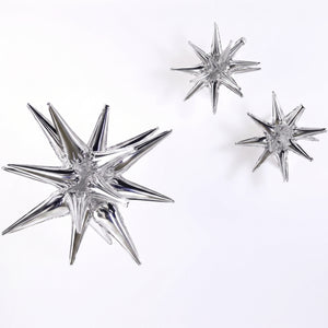 Silver Metallic Starburst Foil Balloons