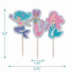 Enchanting Mermaid Cupcake Picks - 24 Count