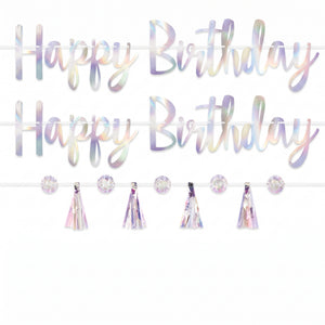 Iridescent "Happy Birthday" Luminous Letter Banner