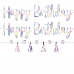 Iridescent "Happy Birthday" Luminous Letter Banner