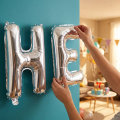 Silver Foil Letter 'E' Balloon - Air-Filled