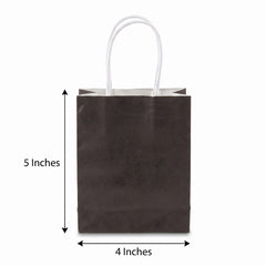 Black Kraft Paper Gift Bag with Handles - 5 Inches