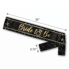 Glamorous "Bride To Be" Sequin Sash in Black and Gold