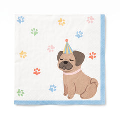 Playful Pug Party Lunch Napkins - 6.5 In. x 6.5 In.