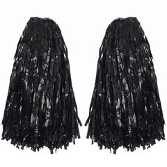 Black Team Spirit Pom-Poms, 2-Pack