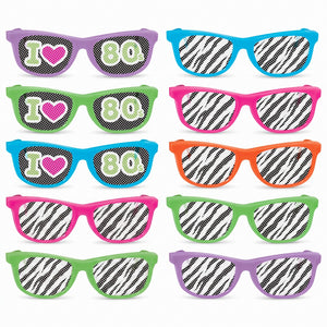 Totally 80s Party Glasses with Fun Printed Lenses, 10-Pack