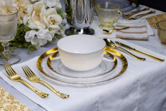 8 In. Gold Scratched Design Plastic Plates | 10 Count