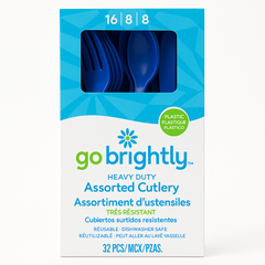 Royal Blue Plastic Cutlery Set - 32 Pieces