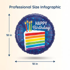 Rainbow Slice Metallic Birthday Balloon - 18in